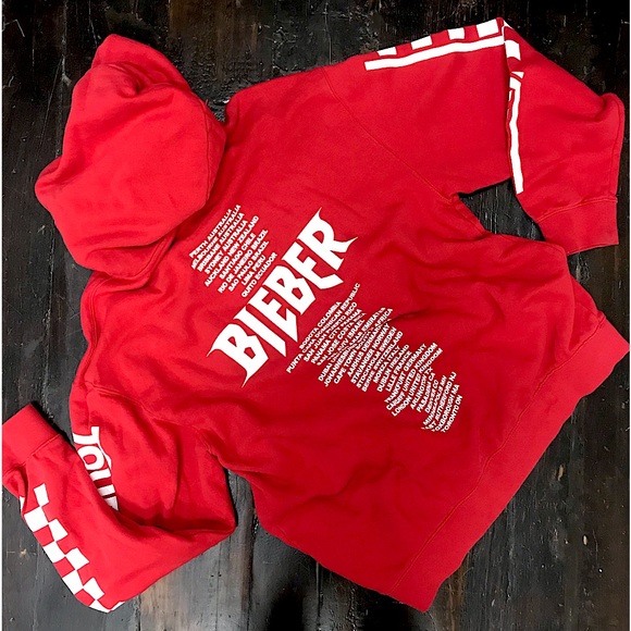 Red Justin Bieber World Tour Hoodie - Picture 2 of 7